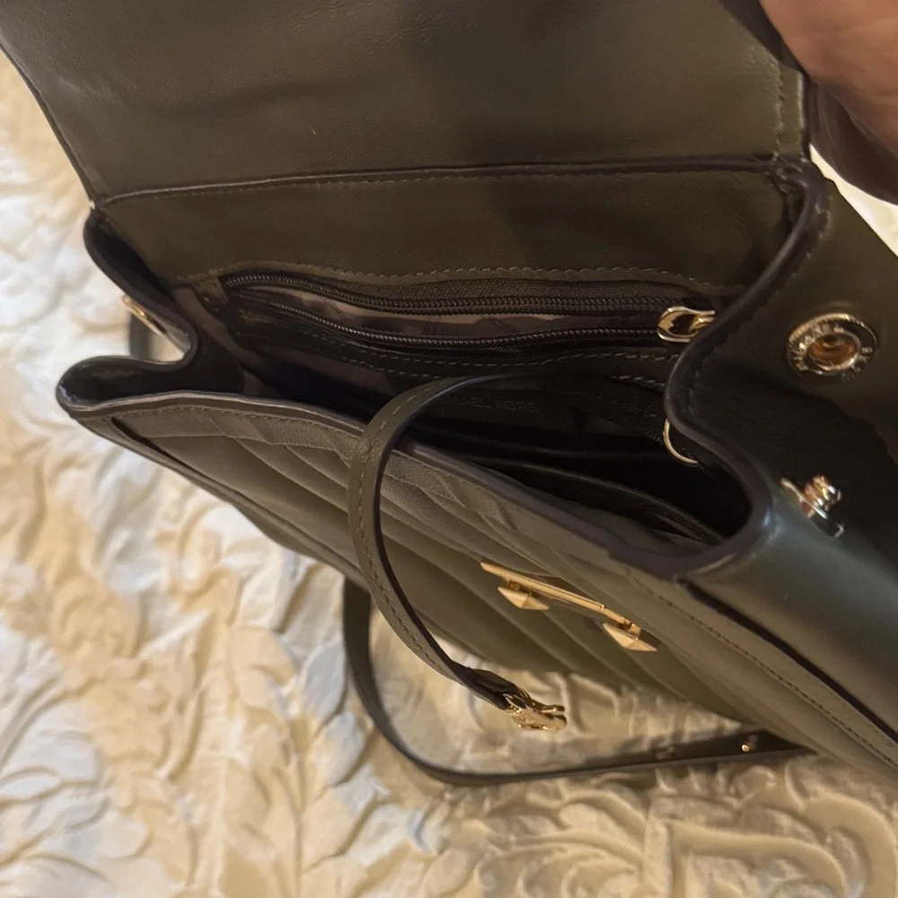 Michael Kors Olive Green Quilted Backpack - Picture 4 of 4